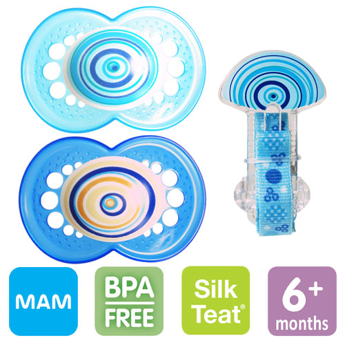 MAM nappar, silikon, stl. 2 och napphållare