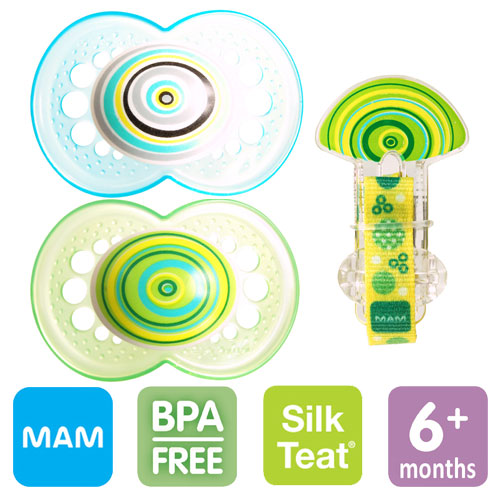 MAM nappar, silikon, stl. 2 och napphållare
