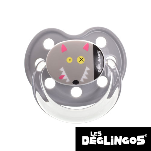 Les Deglingos napp, anatomisk, silikon, stl. 2 (grå varg)