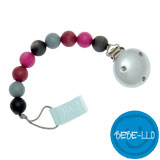 Bebe-llo, Pacifier Chain, silicone, silver/purple. 