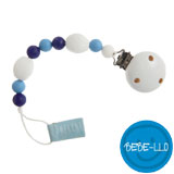 Bebe-llo Pacifier Chain, silicone, white/blue