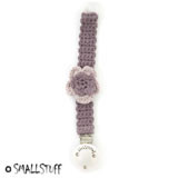 Smallstuff, pacifier clip, crocheted, purple/flower