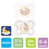 MAM Night, symmetrical, silicone size 1 (pink, transparent)