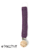 Smallstuff pacifier clip, knitted, eggplant. 
