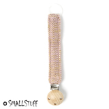 Smallstuff pacifier clip, knitted, powder/gold