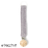 Smallstuff pacifier clip, knitted, blue/rose silver