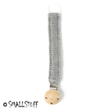 Smallstuff pacifier clip, knitted, soft grey. 