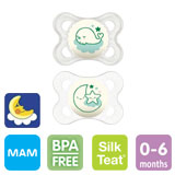 MAM Night, symmetrical, silicone size 1 (green, transparent)