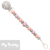 My Teddy Pacifier Chain, My Baby Rocks, silicone, pink marble