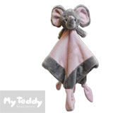 My Teddy security blanket, grey/pink, elephant