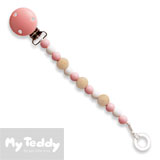 My Teddy Pacifier Chain, My Baby Rocks, pink with woodenpearls