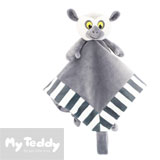 My Teddy security blanket and dummy holder with lemur, grey
