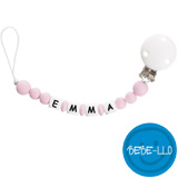 Dummy holder with name, rose, blue, grey (1-9 letters)