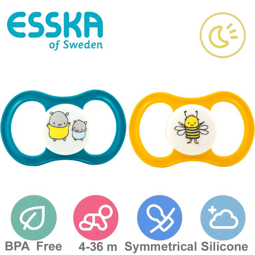 Esska Happy GLOW nappar, symmetriska, silikon stl.2 