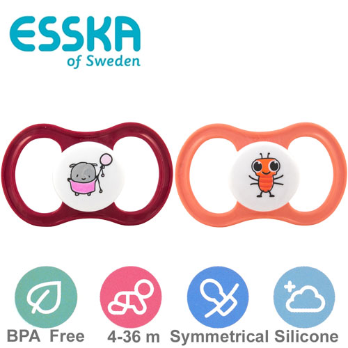 Esska Happy nappar, symmetriska, silikon stl.2